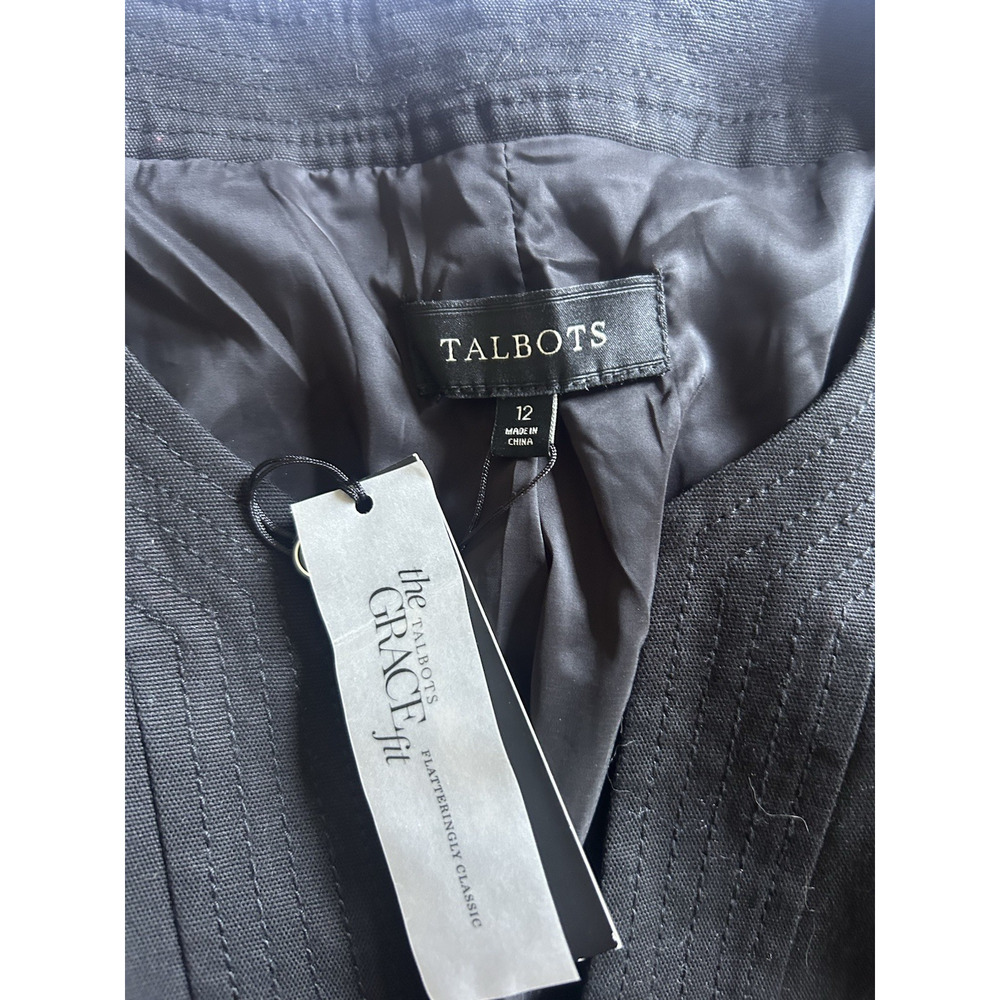 Talbots Grace Fit Cotton Lightweight Blazer Womens Size 12 Black Classic NWT - Picture 3 of 7